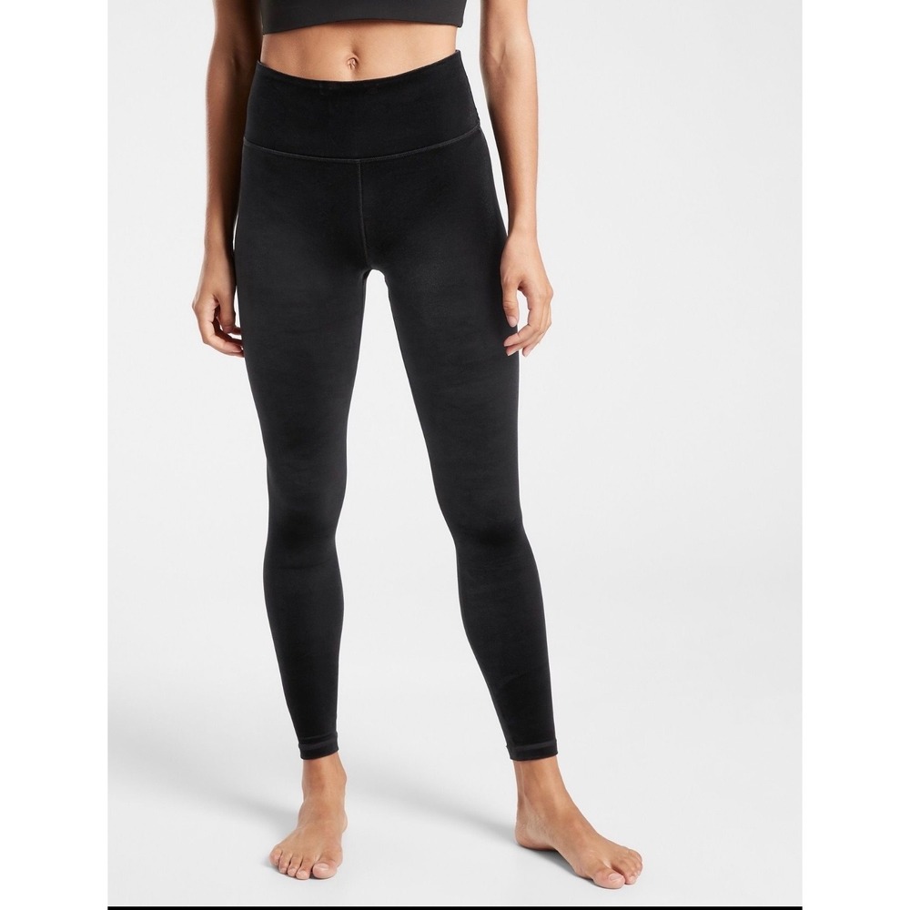 Athleta Elation Velvet Tight Black High Rise Leggings Small S P 2584